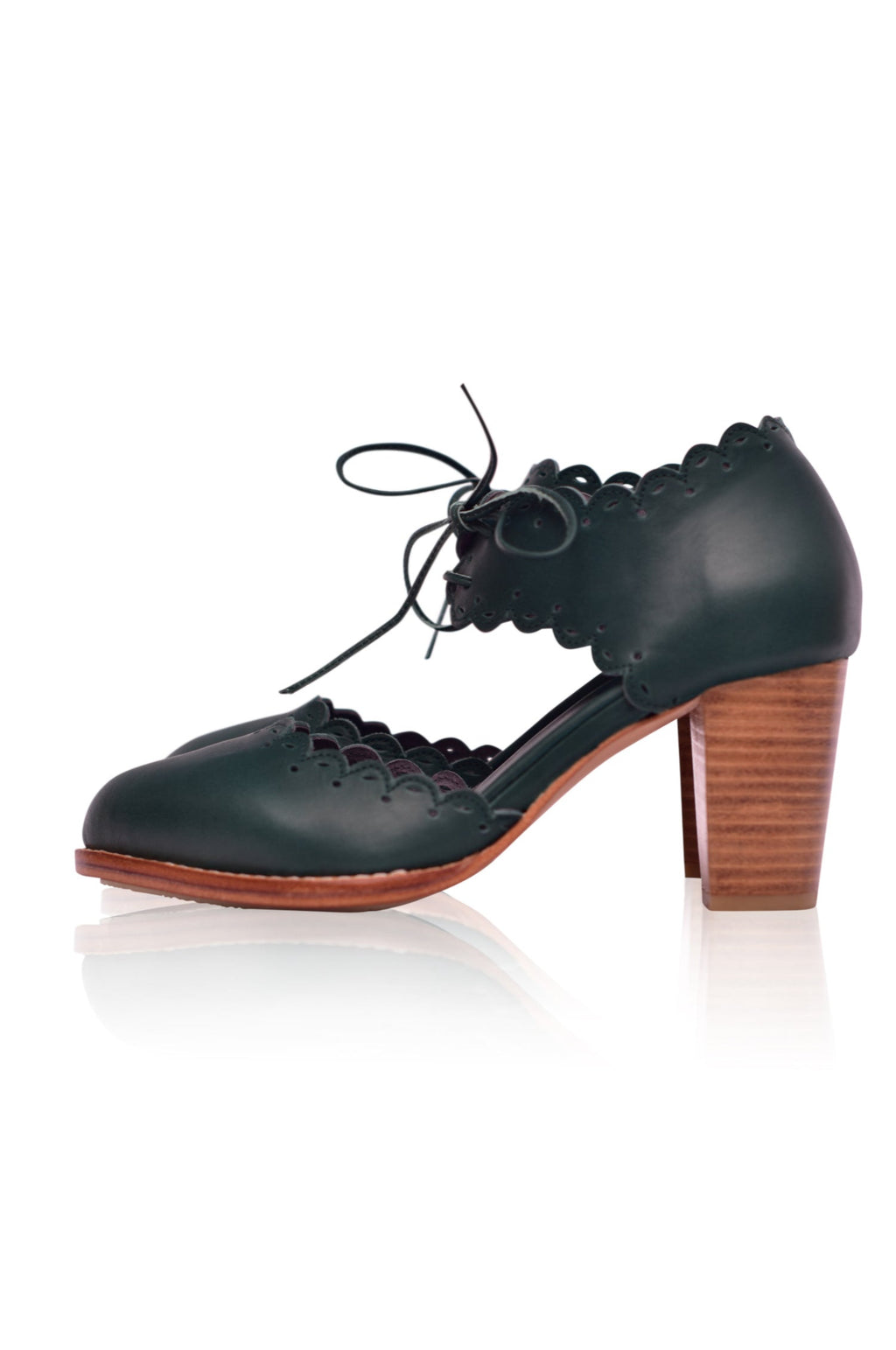 Dance Queen Scalloped Leather Heels