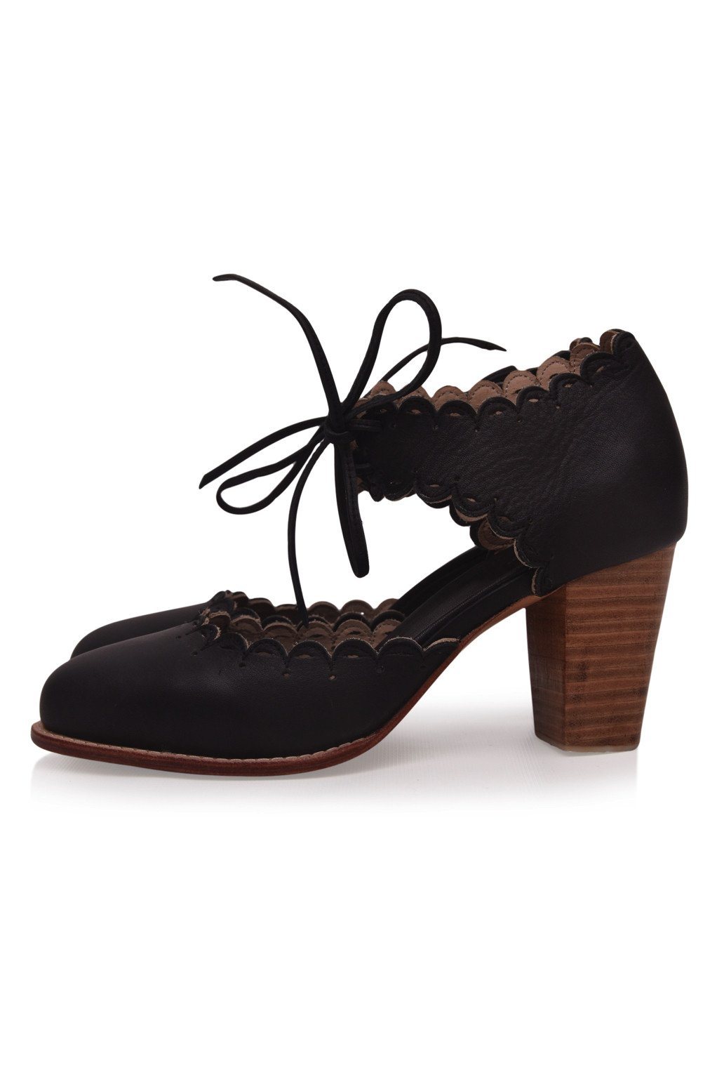 Dance Queen Scalloped Leather Heels