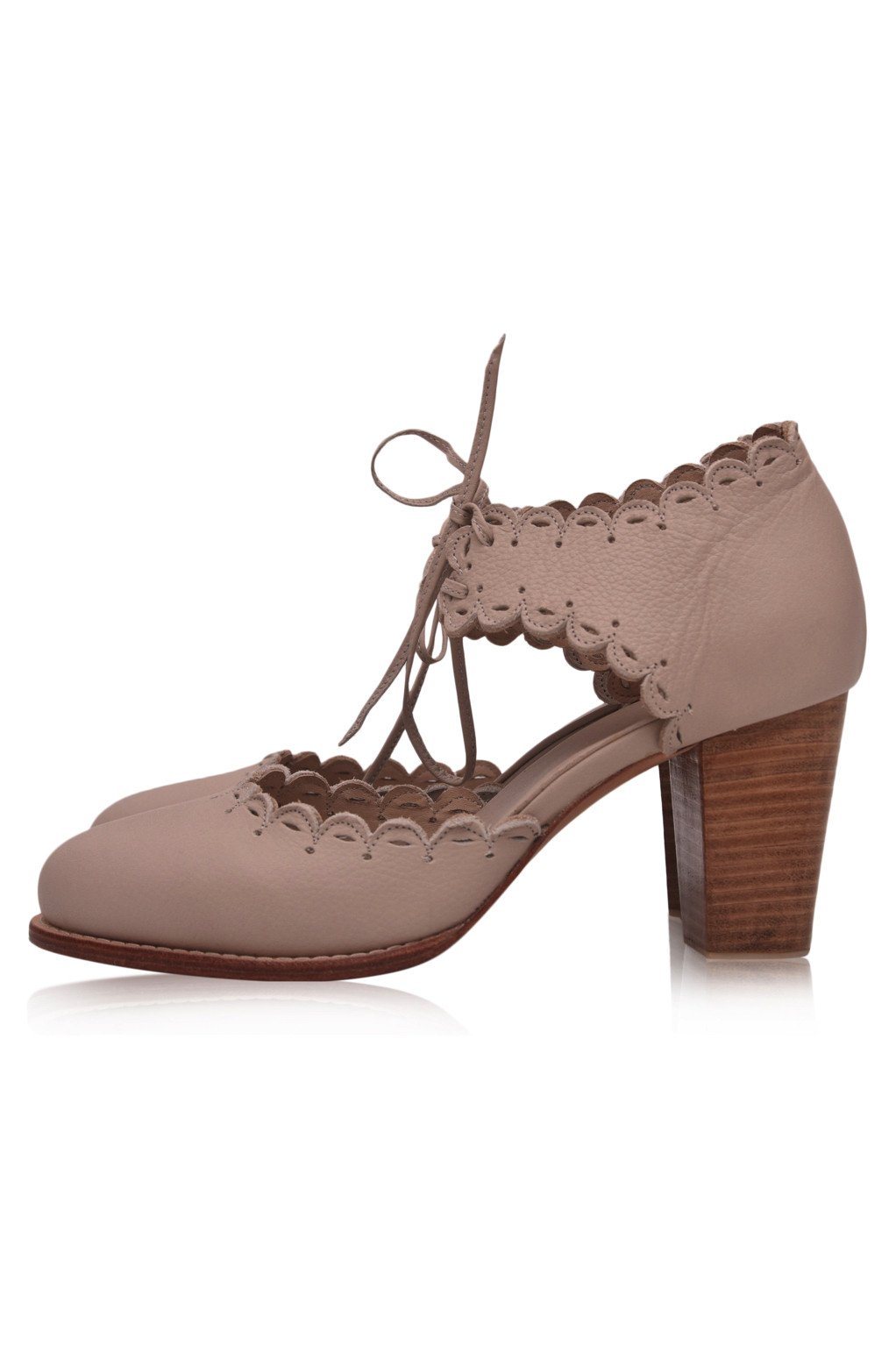 Dance Queen Scalloped Leather Heels