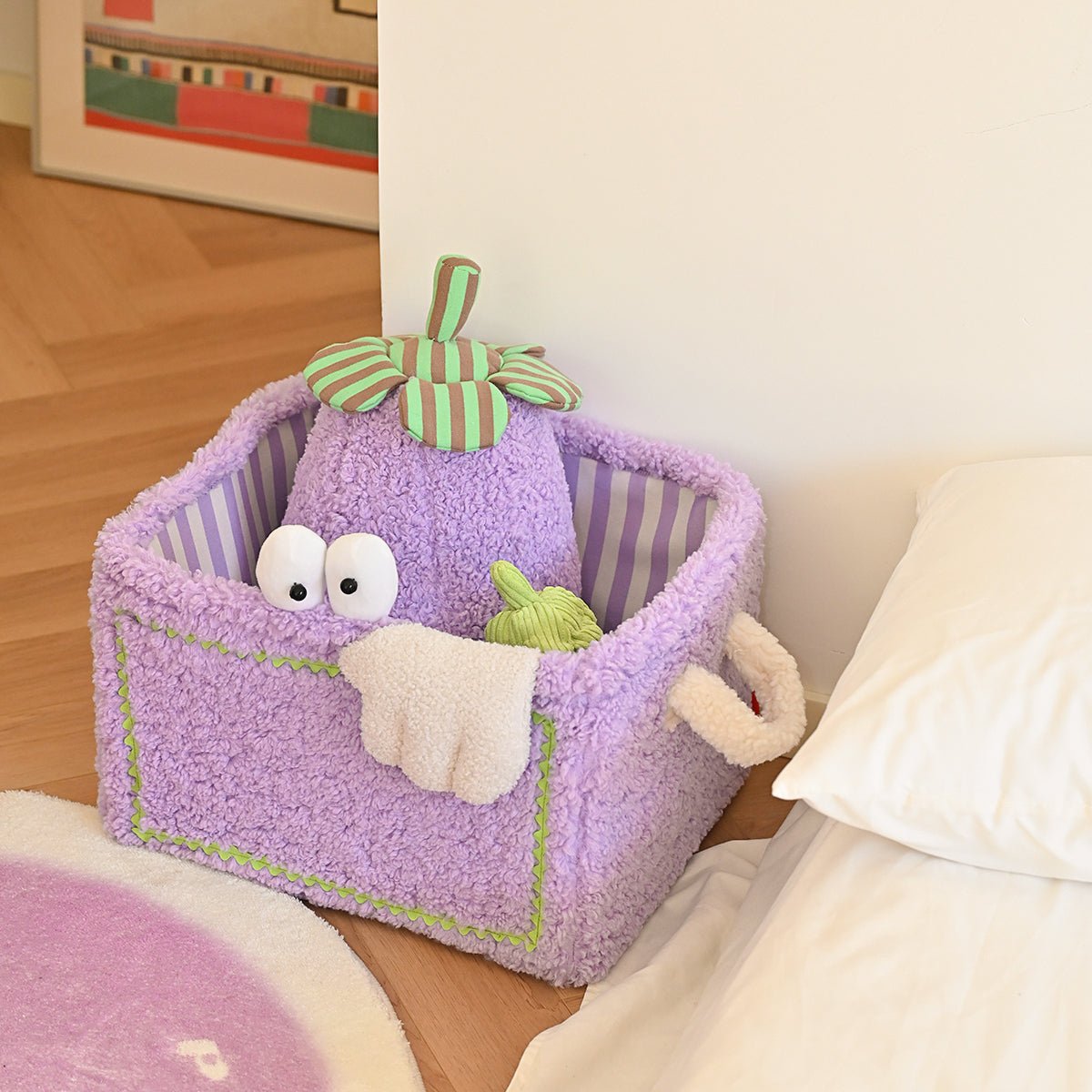 Quirky Monster Striped Storage Basket
